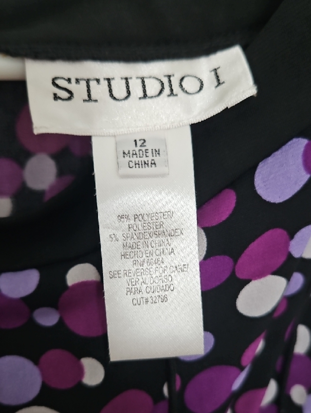 Studio I Purple Polka Dot Midi Dress with Black Trim - Picture 2 of 4